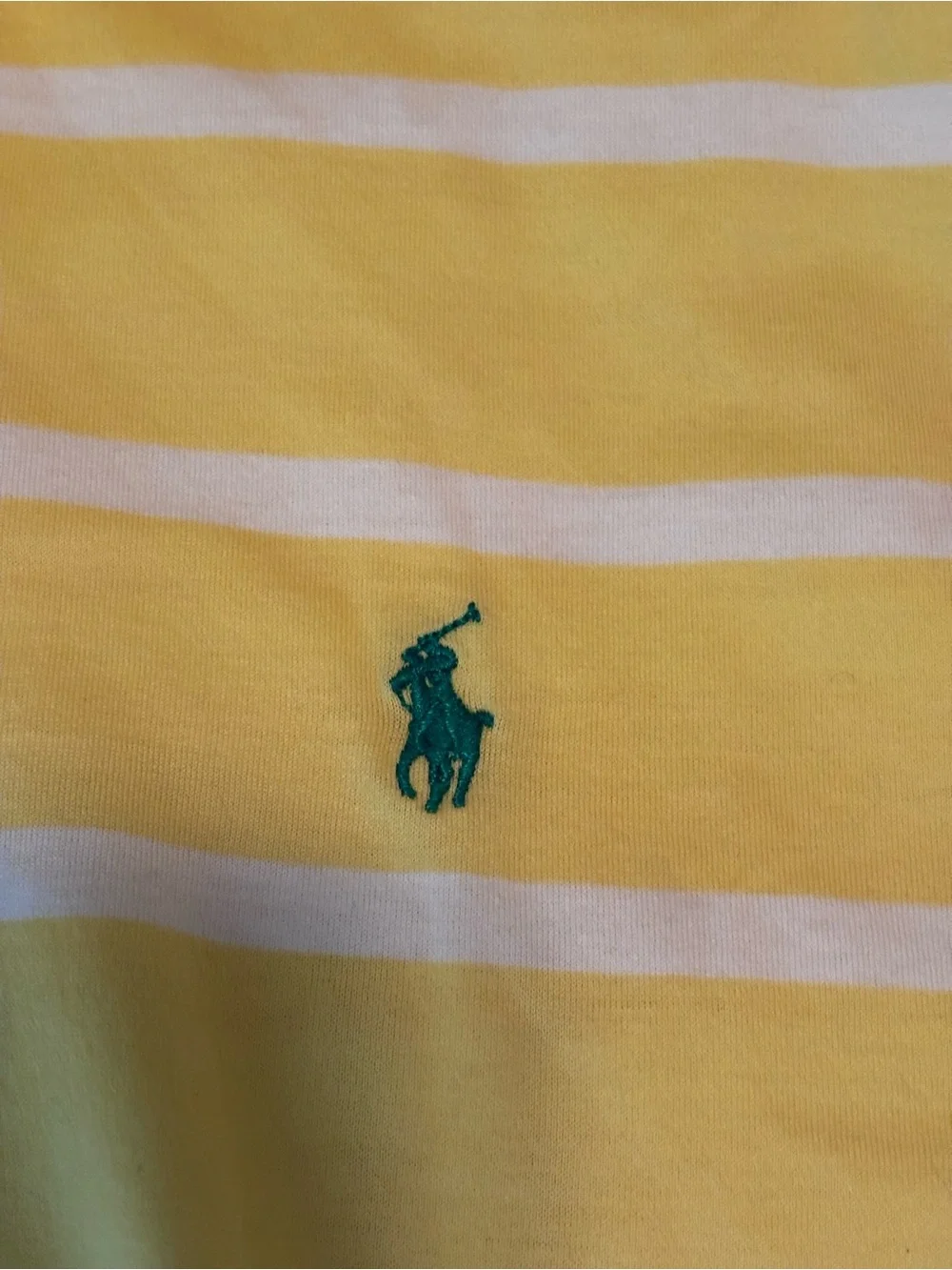 Ralph Lauren Yellow & White Striped Polo with Green Pony